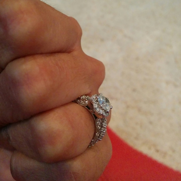 Tacori Style Diamond Engagement Ring and Wedding Band - Picture 3 of 5